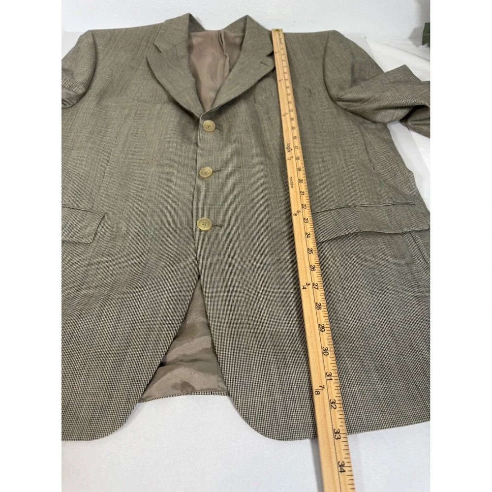 Ralph Lauren Silk Wool Blazer Sport Coat Two Button Brown Plaid 46R‎